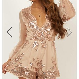 Showpo big baller rose gold sequin play suit